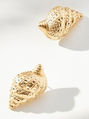 Anthropologie Shell Earrings in Gold. Brand new!